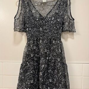 Band of Gypsies Black Floral Sheer Mini Dress